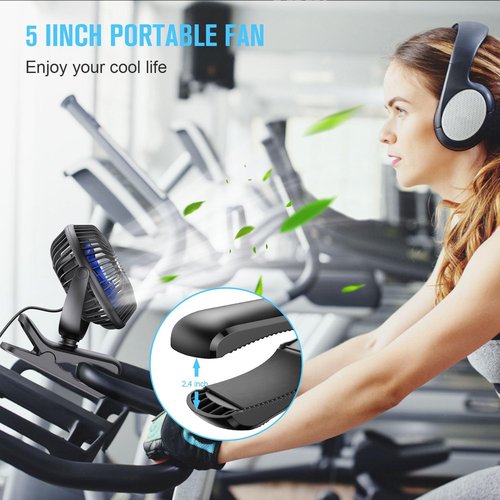 BESKAR Portable USB Clip-On Fan - 3-Speed Strong Airflow, Quiet Operation, Sturdy Clamp Design