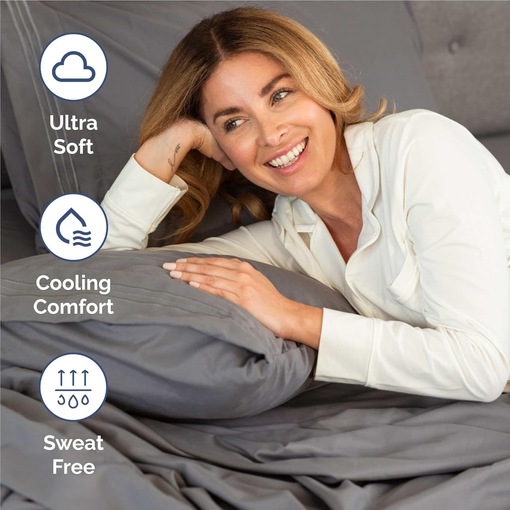 Skiennix Full Size 4 Piece Sheet Set - Ultra-Soft Cooling Bed Sheets - Deep Pockets, Wrinkle-Free - Dark Grey