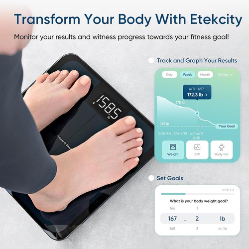 Etekcity Smart Scale - Accurate Bluetooth Body Weight & BMI Measurement | Digital Bathroom Scale with LED Display