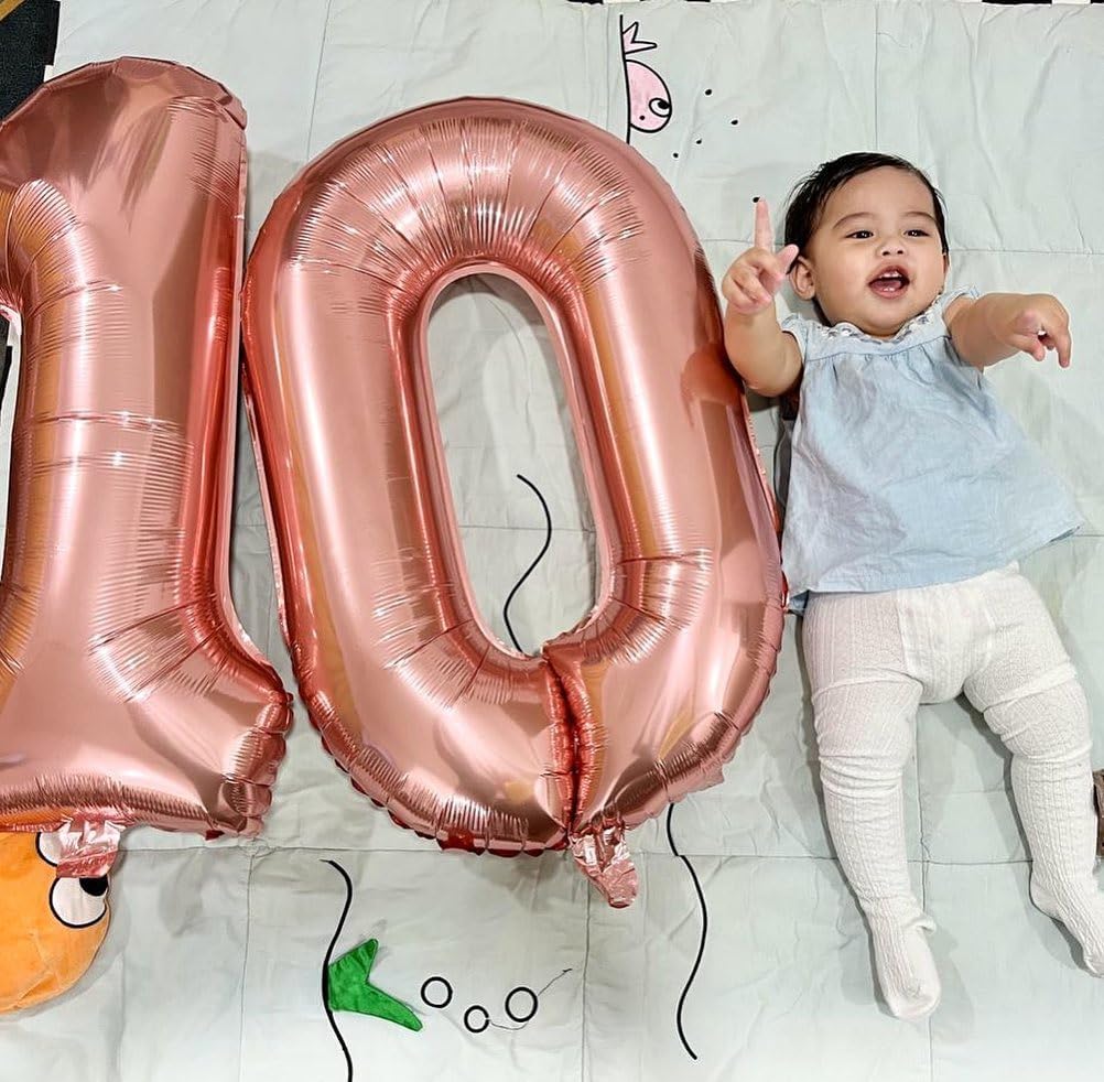 Rose Gold Number 10 Balloon - 40 Inch Birthday Decoration for 10th Birthday Party Supplies