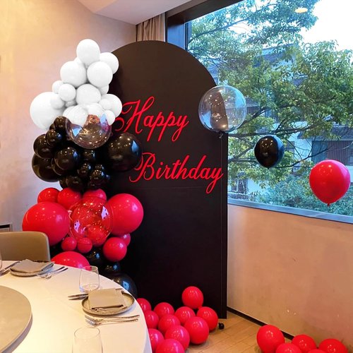 Matte Black & Red Balloons by [Brand Name] - 100 Pack 12-Inch Latex Balloons for Birthday & Graduation Decor