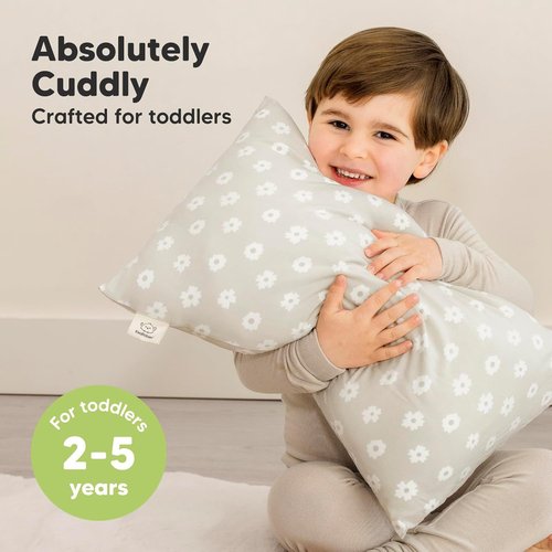 KeaBabies Toddler Pillow - Soft & Breathable Bamboo Travel Pillow with Case | 13x18 for Ages 2-5 (Meadow)