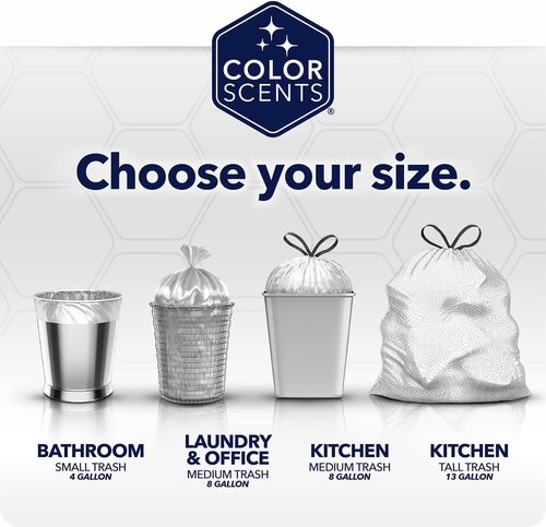 Color Scents 4 Gallon Garbage Bags - Scented Small Trash Bags for Bathroom & Bedroom | 720 Count | Made in USA
