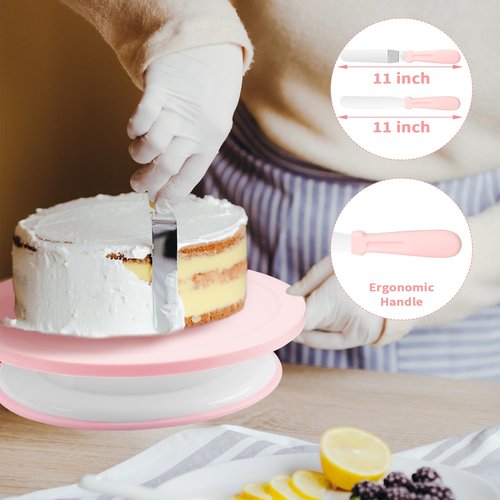 Cake Decorating Supplies Kit, Cake Turntable for Decorating, 64 Icing Ping Tips, 32 Piping Bags,3 Icing Scrapers, 2 Spatulas, 14 Fondant Mould, Cake Leveler for Baking Beginners