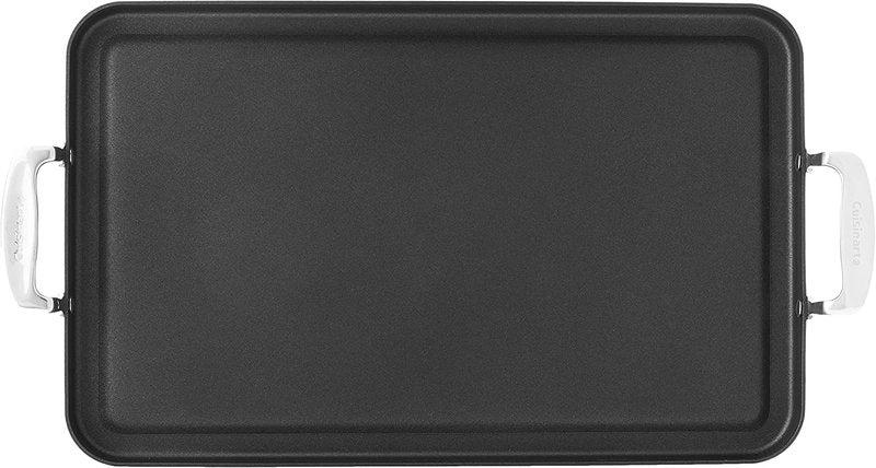 Cuisinart Double Burner Griddle, Chef's Classic Nonstick Hard Anodized, Stainless Steel, 655-35 13-Inch x 20-Inch