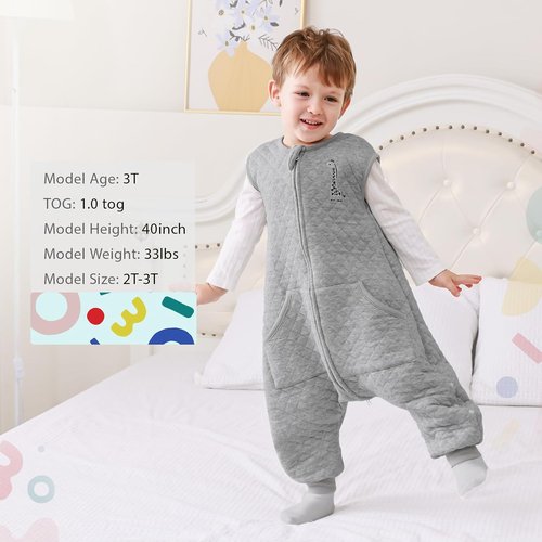HOMEAL Toddler Sleep Sack - 1.0 TOG Wearable Blanket in Soft Cotton for Kids (2T–3T)