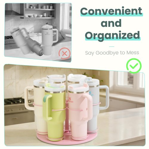 Upgraded Water Bottle Organizer for Stanley 40 oz/30 oz/20 oz,Rotating Stanley Cup Organizer Holder,Tumbler Holder Organizer, Easy to Install Kitchen Organizers and Storage for Stanley Cup Accessories