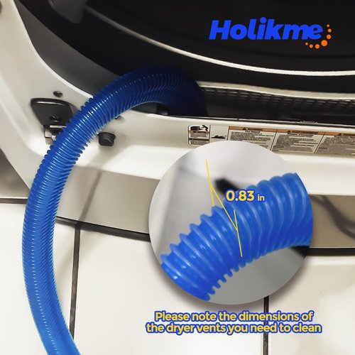 Holikme Dryer Vent Cleaner Kit - 2-Piece Lint Vacuum Attachment & Flexible Brush | Dark Blue