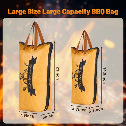 2 Pack BBQ Blanket for Resting Meat, 21&15 Inch Reusable Smoker Meat Resting Blanket with Grilling Guide, Grill Accessories Gifts for Men, Dad