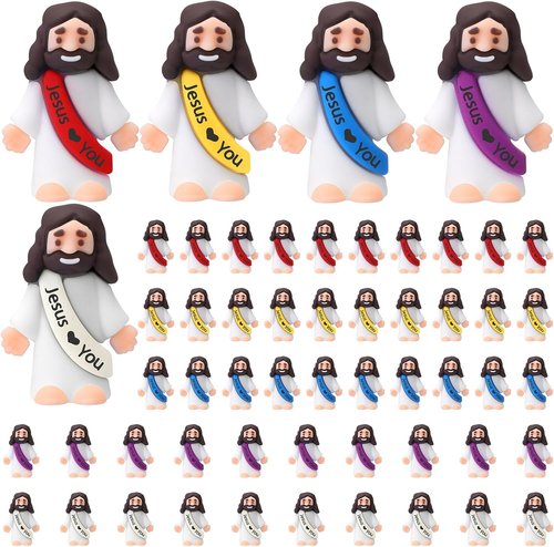 Bememo Mini Jesus Figures - 50 Pcs Christ Toys for Hide and Seek | Perfect Sunday School Party Favors