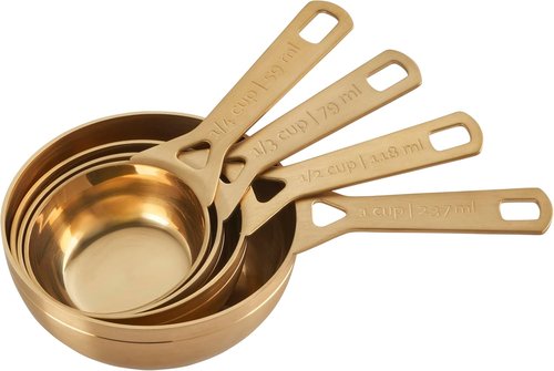Le Creuset Measuring Cups - Gold Set of 4 (1, 1/2, 1/3, 1/4 Cups) for Precise Cooking Measurements