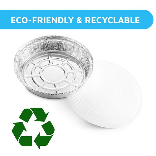 MontoPack 7” Round 40 Pack Aluminum Foil Pans with Clear Lids | Disposable Containers with Straight Walls for Storing, Baking, Meal Prep & Reheating | Freezer & Oven Safe, Recyclable