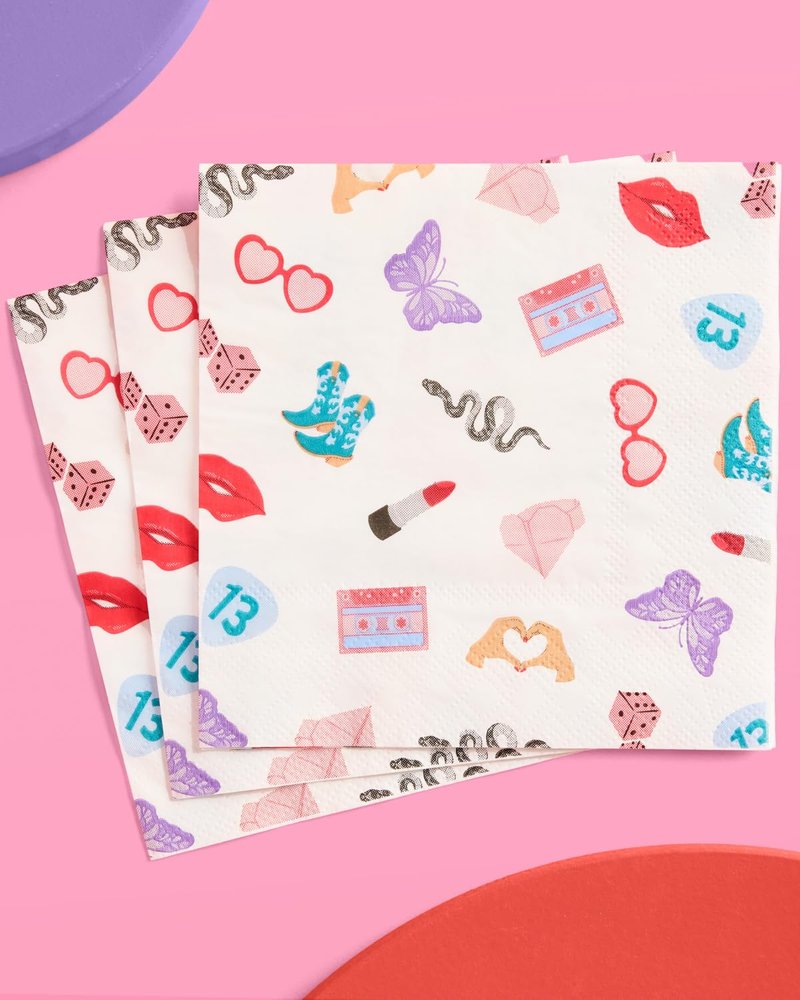 xo, Fetti Party Icon Paper Napkins | 3-ply 25 pcs | Concert Party Tableware, Bachelorette Decorations, Birthday Tablescape, Bridesmaid Dinner Supplies, Pop Singer