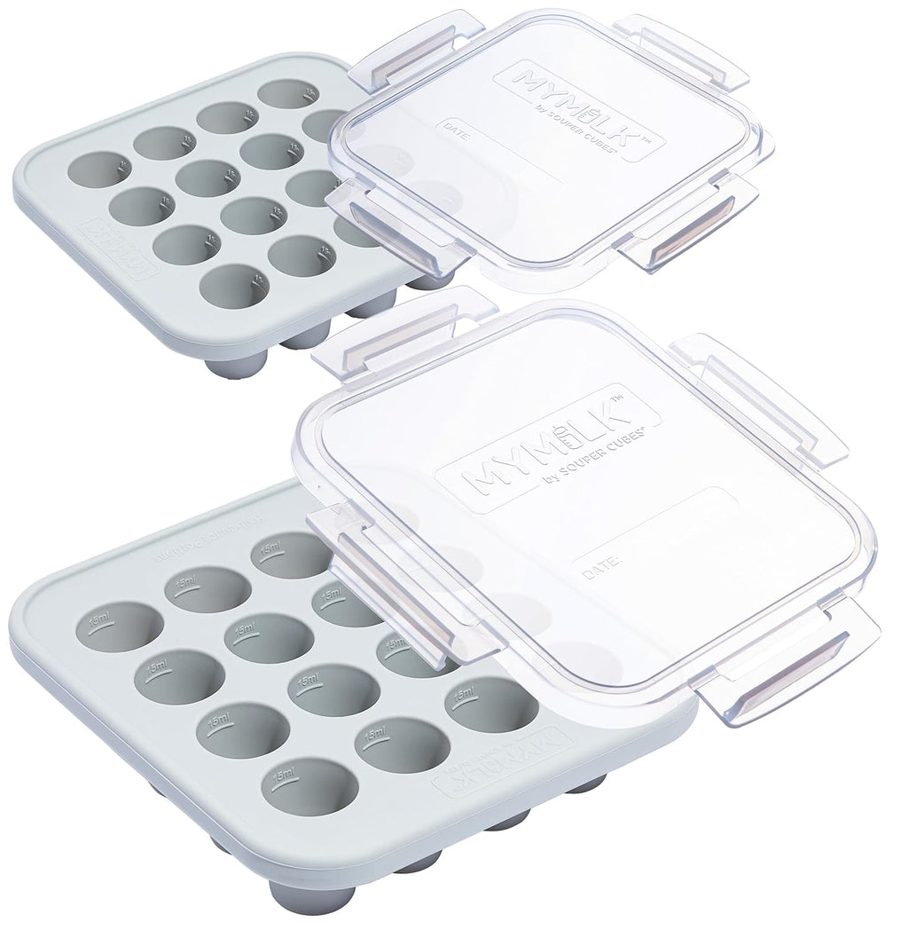 Souper Cubes MyMilk Silicone Breast Milk Freezer Trays - 1/2 oz. Capacity, 8 oz. Total - Gray - 2-Pack