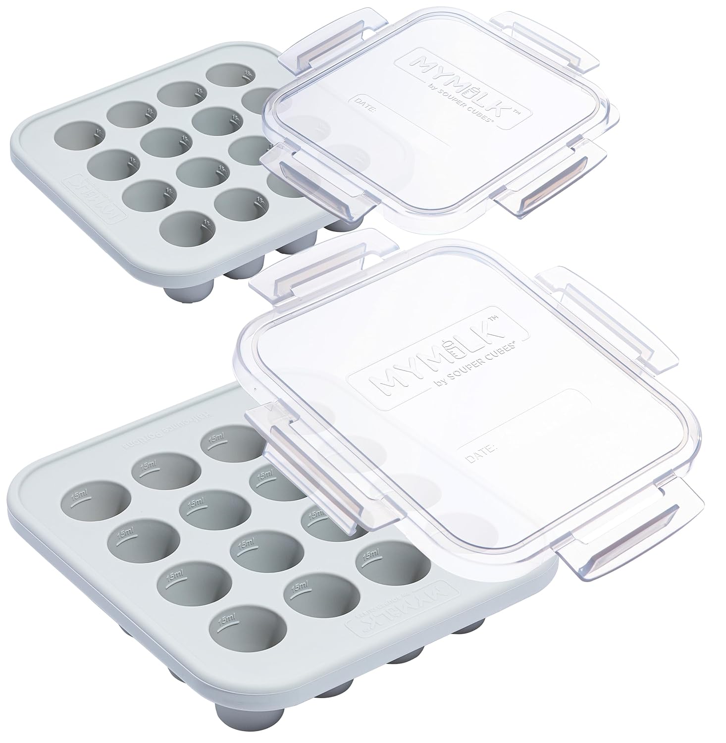 Souper Cubes MyMilk Silicone Breast Milk Freezer Trays - 1/2 oz. Capacity, 8 oz. Total - Gray - 2-Pack