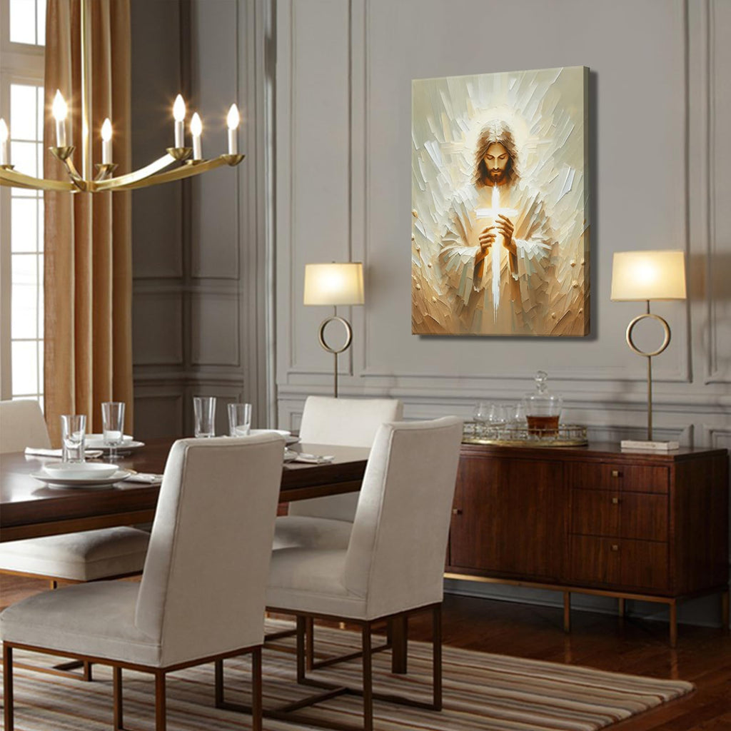 Jesus Canvas Wall Art Christian Cross Wall Decor Pictures God Painting Divine Mercy Poster Print for Church Prayer Room Living Room Decoration