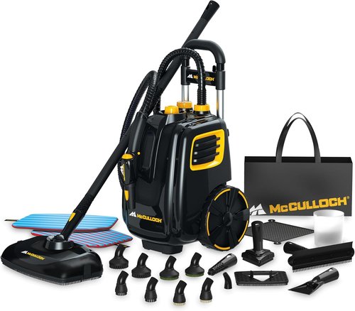 McCulloch MC1385 Deluxe Steam Cleaner - Chemical-Free, 2-Hour Runtime, 23 Accessories for Home & Car Detailing