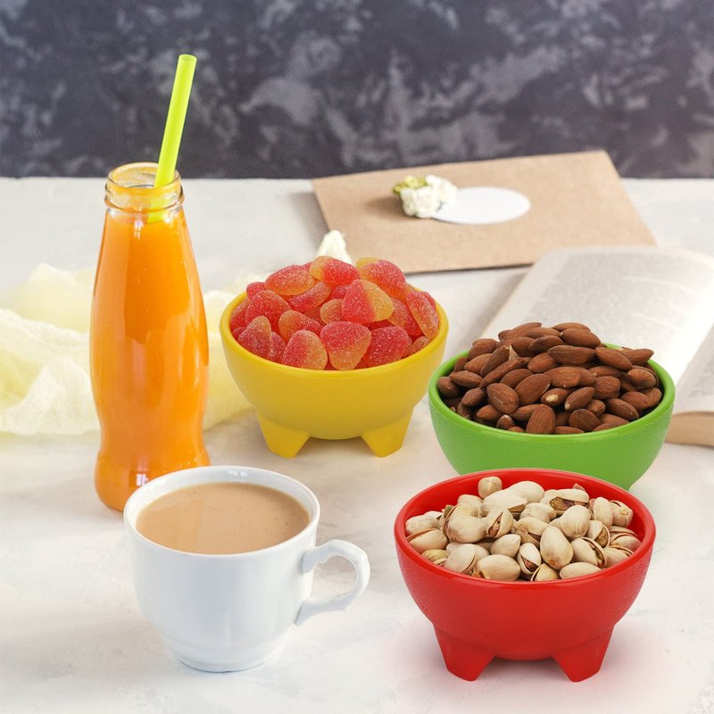ZEAYEA 18 Pcs Salsa Bowls for Party, 4.5" Diameter Plastic Dipping Bowls, 12 oz Thick Mexican Salsa Bowl for Food Serving, Cute Guacamole Bowl for Condiments, Dipping Sauces, Taco, Snack, Multi Color