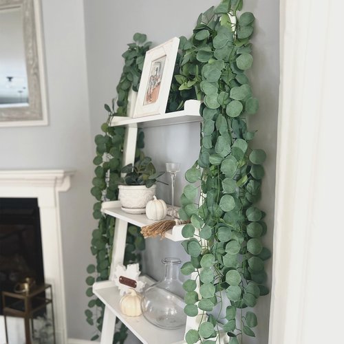 CQURE 96Pcs Eucalyptus Garland,Artificial Eucalyptus Leaves Table Greenery Garland Wreath Vines for Wedding Party Table Fireplace Home Decor