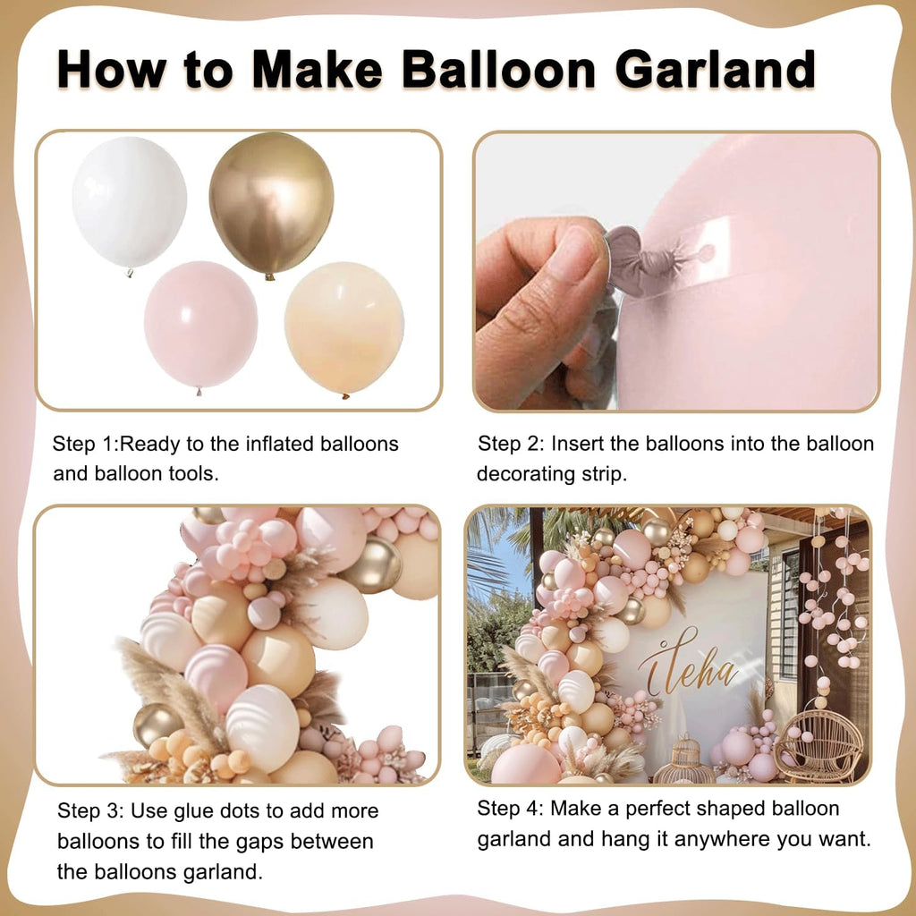 Skiennix Balloon Arch Kit - Dusty Pink & Gold Balloons for Weddings, Engagements & Parties | 10ft Decor