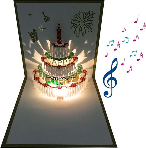 **Skiennix 3D Pop-Up Birthday Card - Warming LED Light & Music | Perfect for Mom, Wife, or Friends**