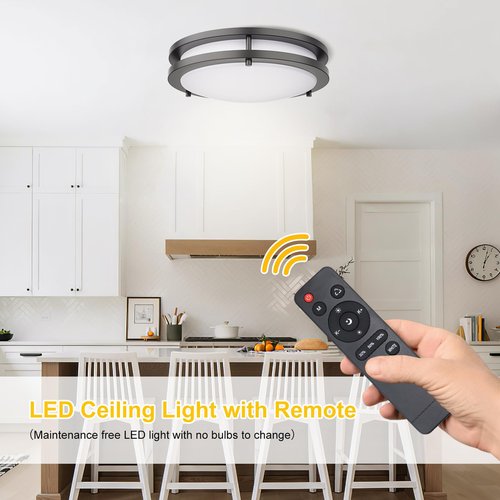 Kalium LED Ceiling Light with Remote 2 Pack 10 Inch Flush Mount Ceiling Light Fixture,18W 3000K-6000K Adjustable Color Temperature,Dimmable Lighting Fixtures for Kitchen Bedroom Hardwired Installation
