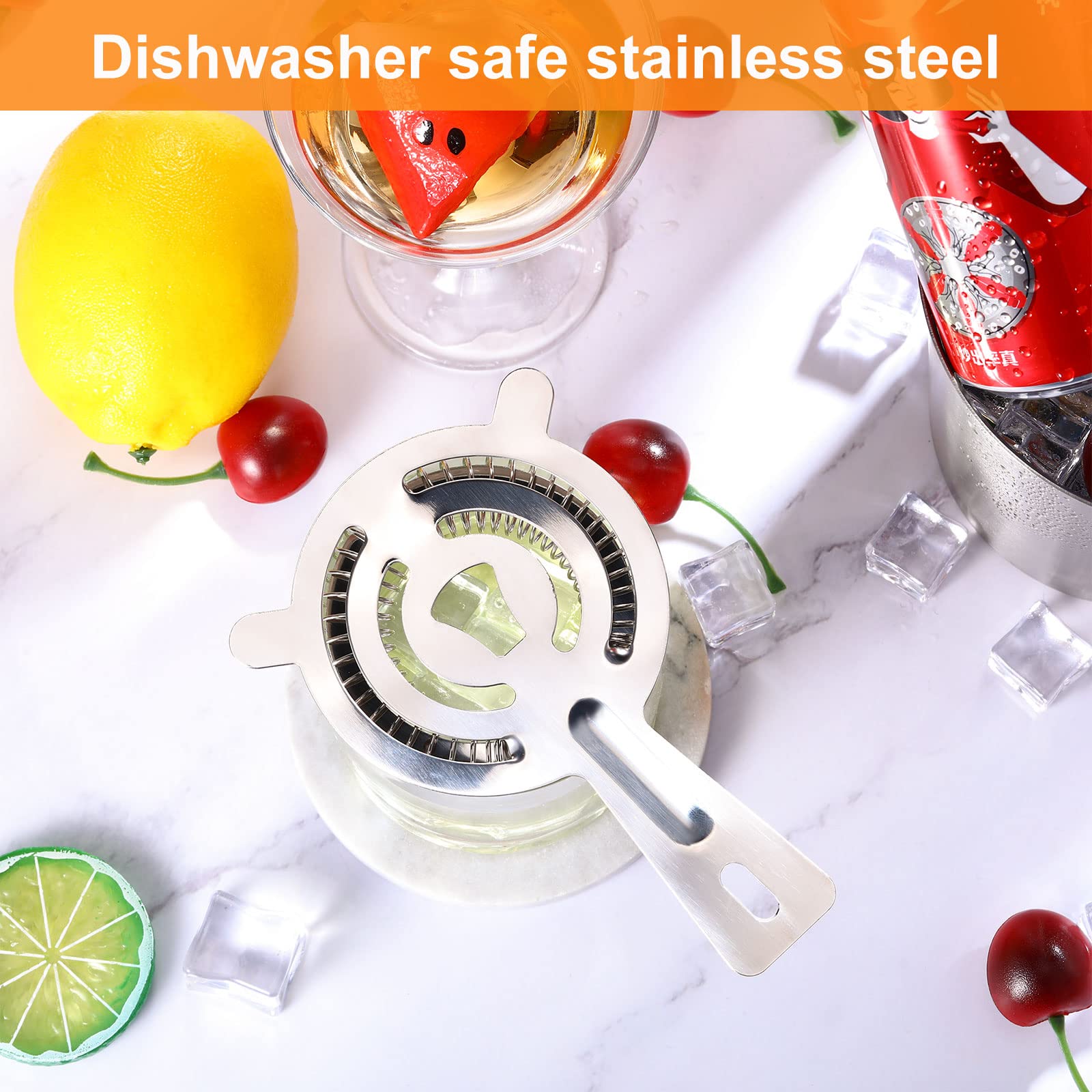Perthlin 16 Pcs Bar Bartender Strainer Stainless Steel Drink Cocktail Strainers Silver Shaker Ice Bar Shelf or Bartenders Mixologists Drinking Water Filtering