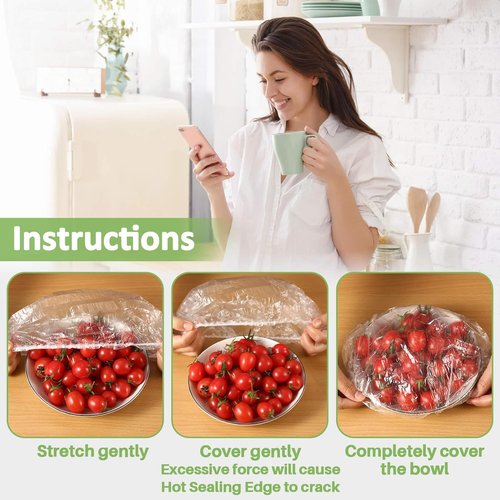 MAQIHAN 100 Extra Large Bowl Covers - Reusable Plastic Wrap for Sourdough Bread Baking & Food Storage