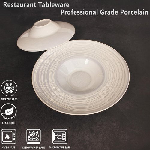Creativity Home 10 oz Soup Bowls soup Plate Pasta Bowl Set of 2 Shallow Bowl Plates,Porcelain Rimmed Bowls with Rim, Microwave ovens and refrigerators safe 12 Inch