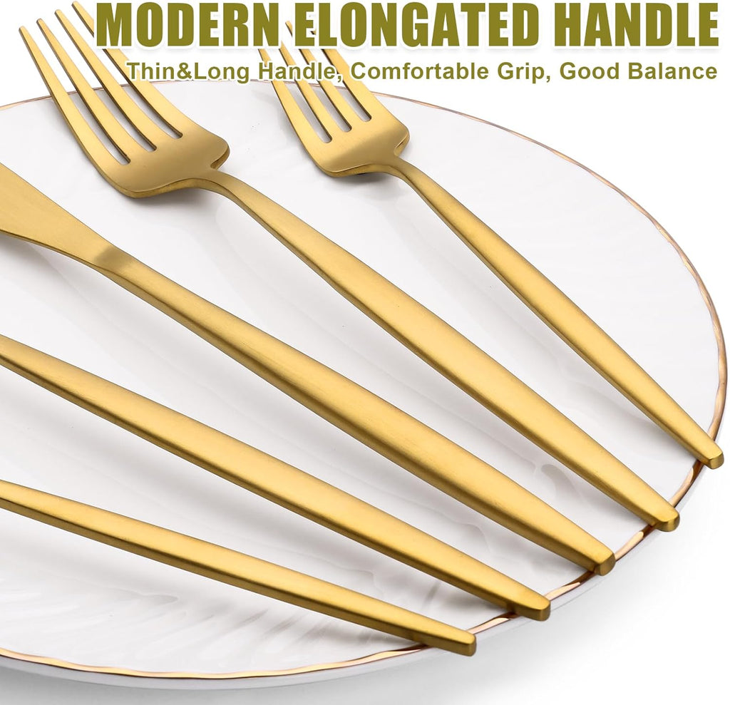 Terlulu 20-Piece Gold Silverware Set | Stainless Steel Flatware for 4 | Elegant Tableware for Home & Events