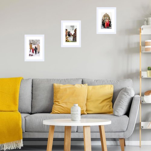 JCJMY A5 Picture Frame - White Wall Hanging & Tabletop Display | Includes 4x6 Mat, Shatter-Resistant Plexiglass