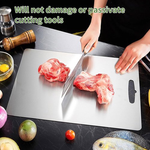 Titanium Cutting Board-304L Stainless Steel Cutting Boards for Kitchen, Double Sided Food Grade, Titanium Cutting Mat Chopping Boards for Meat Fruit & Vegetable Various Cooking Tasks