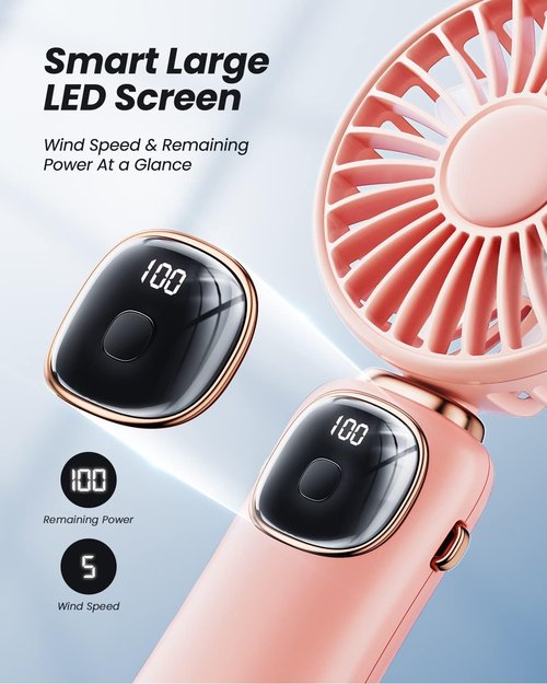 coldSky Portable Handheld Fan - 4000mAh Battery, 3-in-1 Design with LED Display & 5 Speeds | Ideal for Makeup & Personal Use