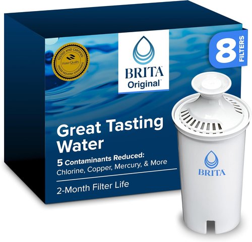 Brita Standard Water Filter | BPA-Free Pitcher Filters | Reduces Copper, Cadmium & Mercury | 8-Pack, White