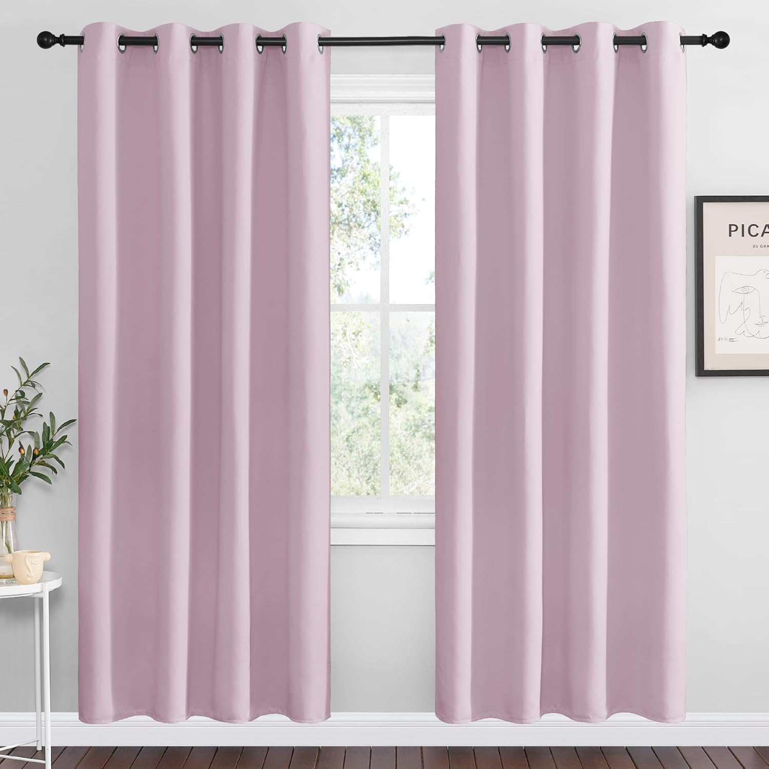 NICETOWN Baby Pink Blackout Curtains - Thermal Insulated Drapes for Living Room | 78" Length, 55" Wide, 2 Panels