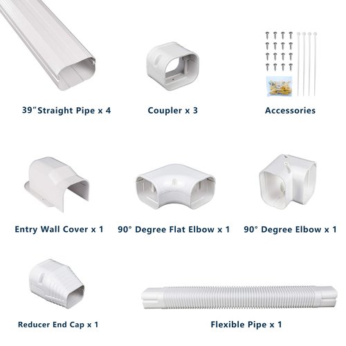 Pearwow 3" W 15Ft L Mini Split Line Set Cover Kit, Decorative PVC Tubing Cover for Ductless Mini Split AC,Heat Pumps Systems,Air Conditioner Lineset Cover,Mini Split Accessories