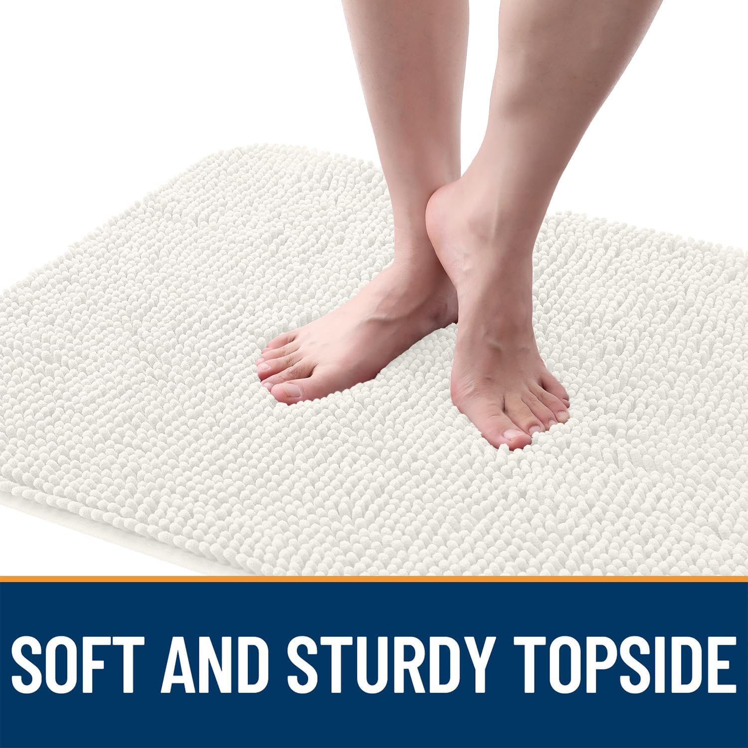 OLANLY Dog Door Mat - Absorbent Non-Slip Chenille Mat for Muddy Paws | 40x32, Quick Dry, Ivory