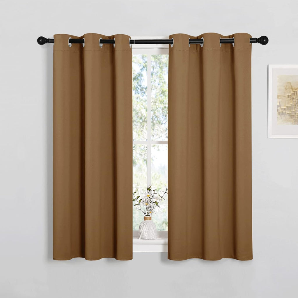NICETOWN Blackout Curtains - Noise Reducing & Draft Blocking | 45-Inch Length, Gold Brown (2 Panels)