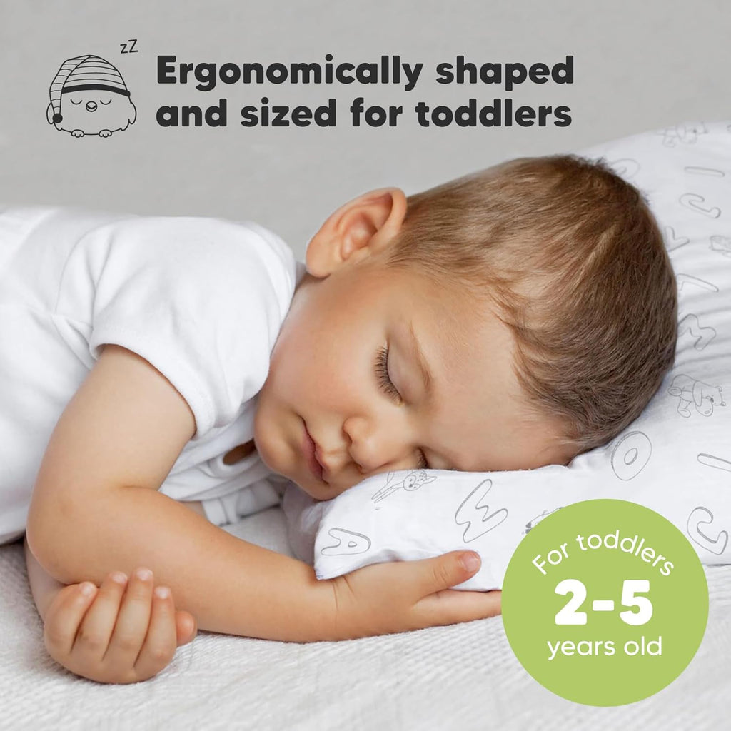 My Little Dreamy Toddler Pillow - Soft Organic Cotton Travel Pillow with Case | 13x18 Inches, Machine Washable for Ages 2-5