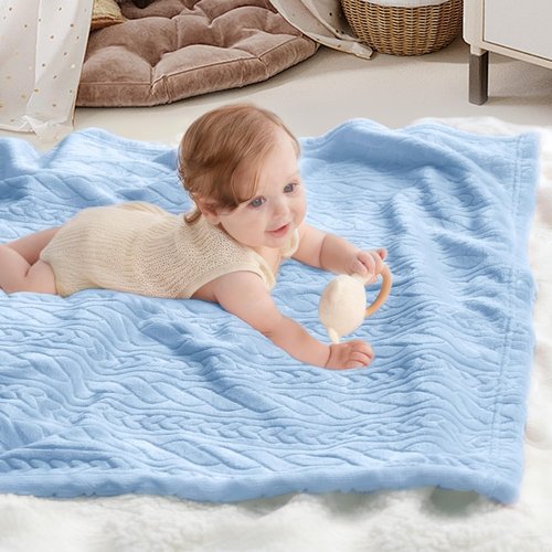 BORITAR 3D Fleece Baby Blanket - Soft, Fluffy & Cozy for Infants | 30x40 Inch, Baby Blue