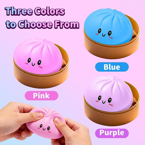 Dumpling Squeeze Toy - Colorful Stress Relief Fidget Ball | Stretchy Hand Toy in Pink