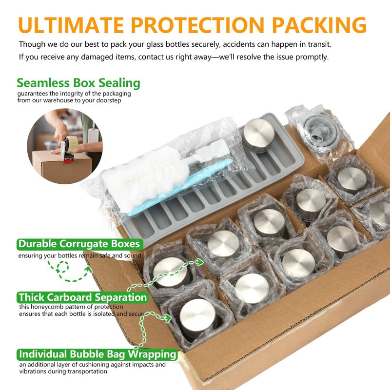 Zukro 24 Pack Glass Water Bottles with Lids 18 oz, Reusable Clear Juice Bottles With Stainless Steel Airtight Cap for Juicing, 100% Leak Proof Juice container Drinking Jar, Fridge Safe, BPA Free