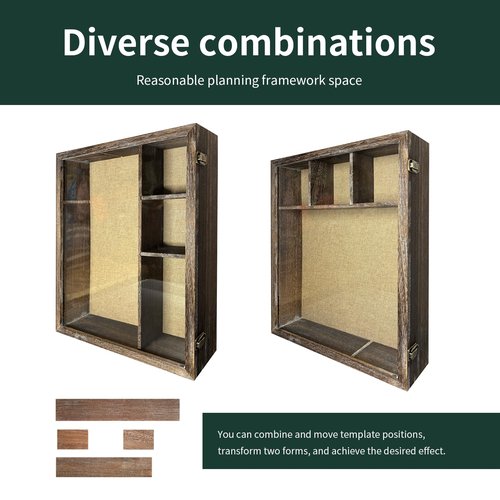 CAHINO WOODART 16x20 Blackout Box Frame with Polished Organic Glass, deep Blackout Box Frame with hinged Door, hinged Door, Available in 4/3 "Depth, Antique Wood Color (Antique Wood)