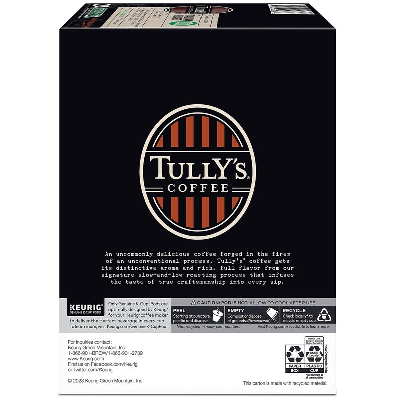Tully's Coffee Italian Dark Roast Keurig Single-Serve K-Cup Pods, Dark Roast Coffee, 24 Count
