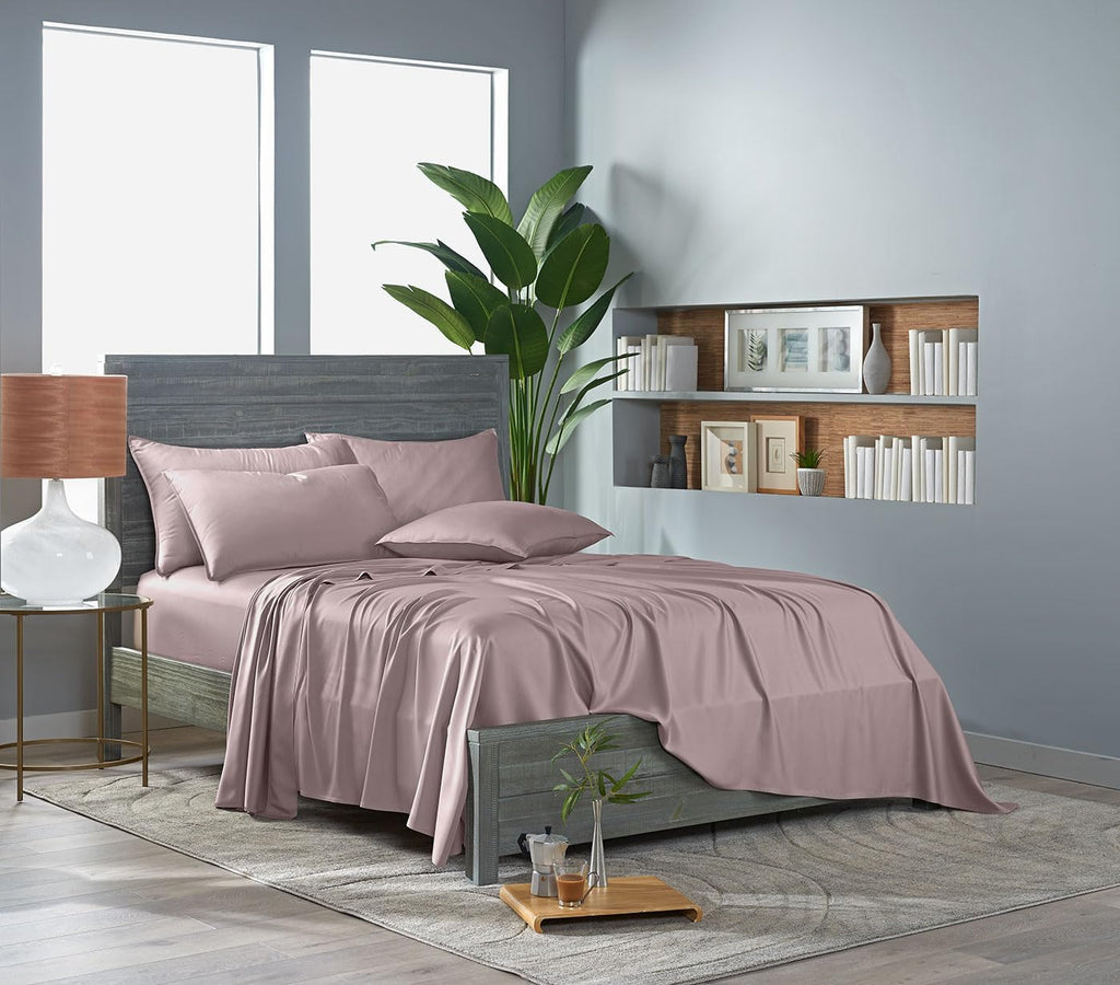 Pure Bamboo Twin XL Sheets - Luxuriously Soft & Cooling 100% Organic Viscose Bed Set | Dusty Pink