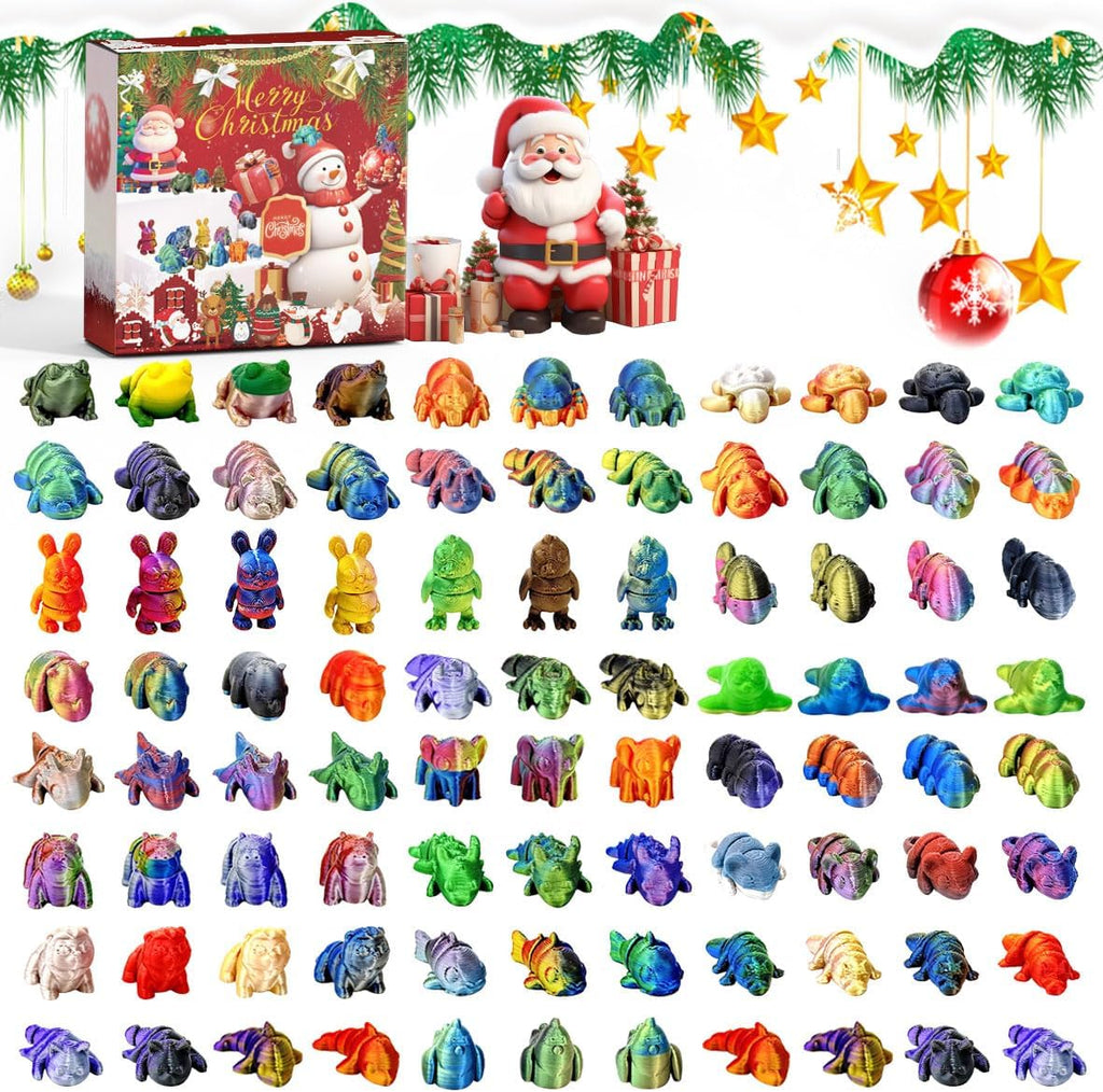 Skiennix 2025 Christmas Advent Calendar - Mini 3D Printed Animal Set for Kids | 24 Days of Fun Gifts