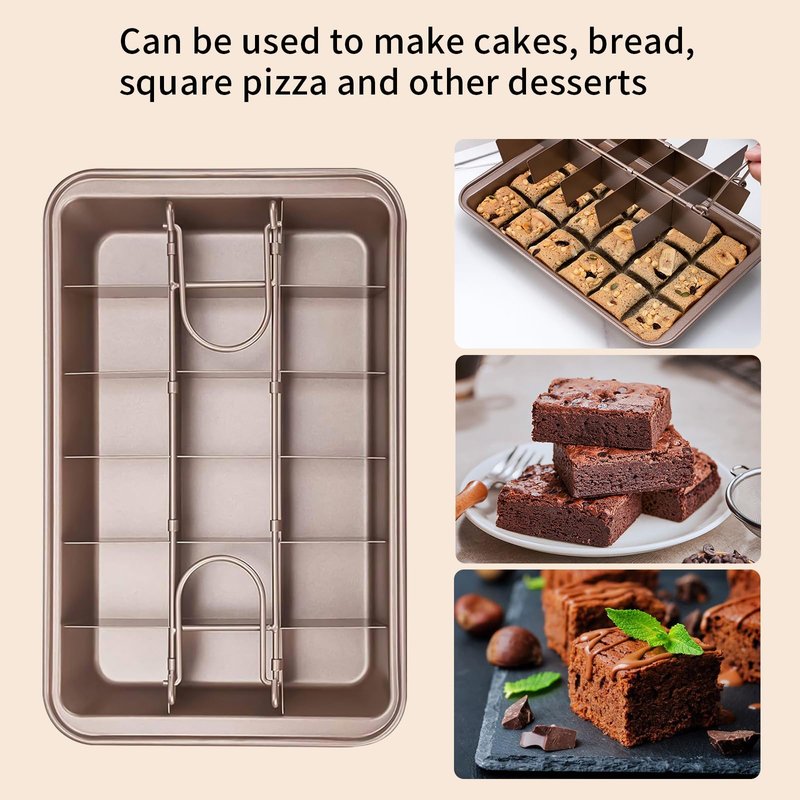 LMIP Brownie Pan with Dividers,Non-Stick Baking Pan,18 Pre-Cut Square Molds for Brownies,Brownie Pan, Lasagna Pan, Brownie Trays,and Cupcake Pan for Baking, Brownie Bites,12 X 8 X 2 Inches