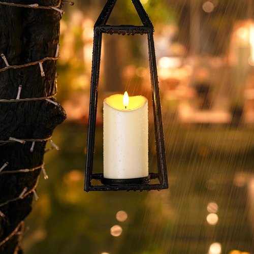 Homemory Flameless Outdoor Waterproof LED Candles - Remote & Timer Included | Ivory White, Set of 3
