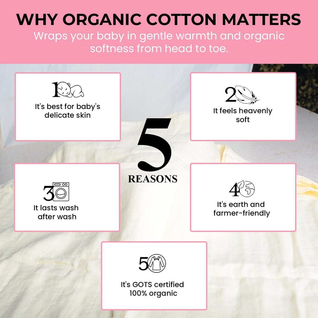 Organic Muslin Swaddle Blankets - 100% Organic Cotton Baby Wraps | Soft, Breathable & Skin-Friendly | 3-Pack, Large 47 x 47 Inches