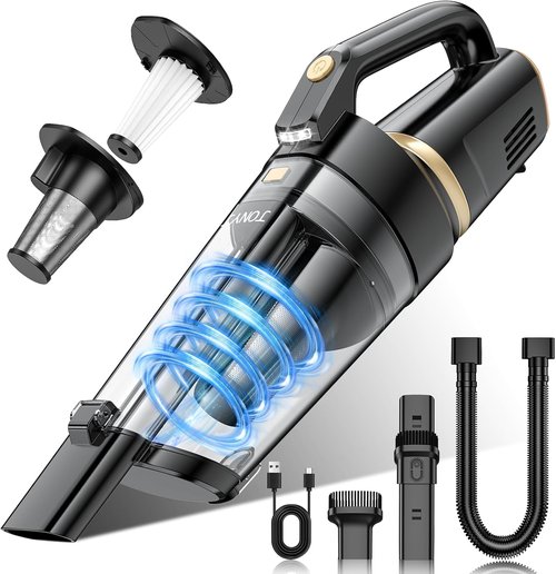 JONYJ Cordless Handheld Vacuum - 16000PA Strong Suction, Portable & Rechargeable with Multi-Nozzles | Ideal for Home, Car & Pets